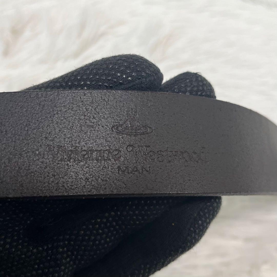 ヴィヴィアンウエストウッド レザーベルト ダークブラウン オーブ シルバー