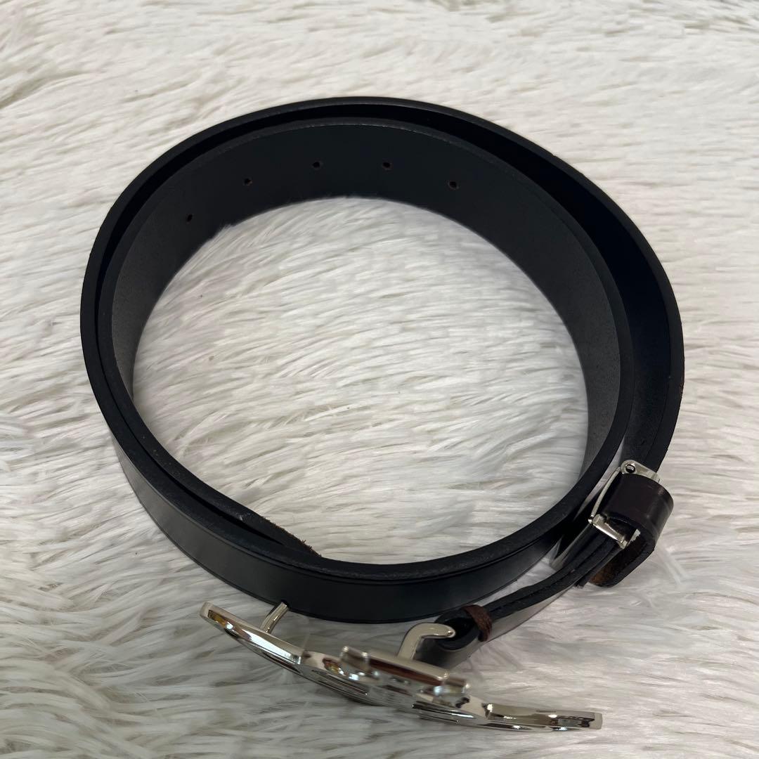 ヴィヴィアンウエストウッド レザーベルト ダークブラウン オーブ シルバー