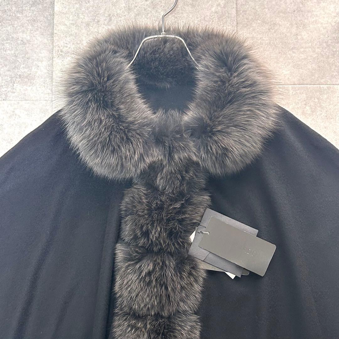 タグ付✨】サガファー カシミヤ ポンチョ 毛皮 ブルーフォックス