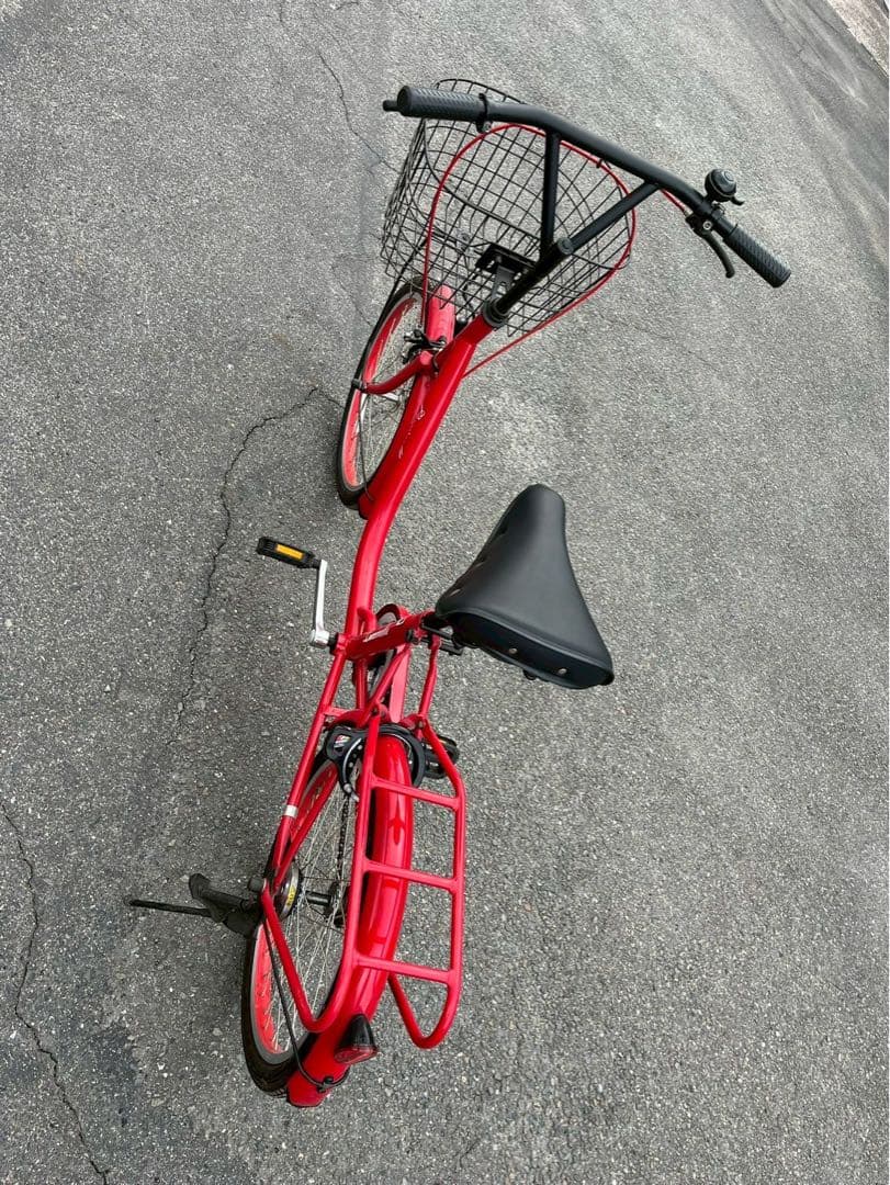 coccinelle 自転車 赤 レトロ おしゃれ コンパクト車【引き取り