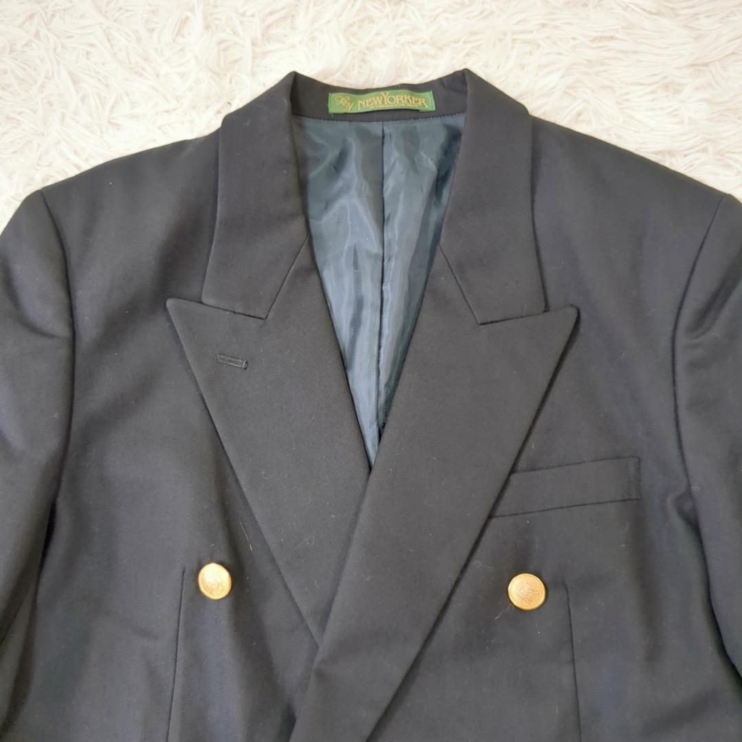 ニューヨーカー 金ボタン 紺ブレ 高級 ダブルテーラードジャケット