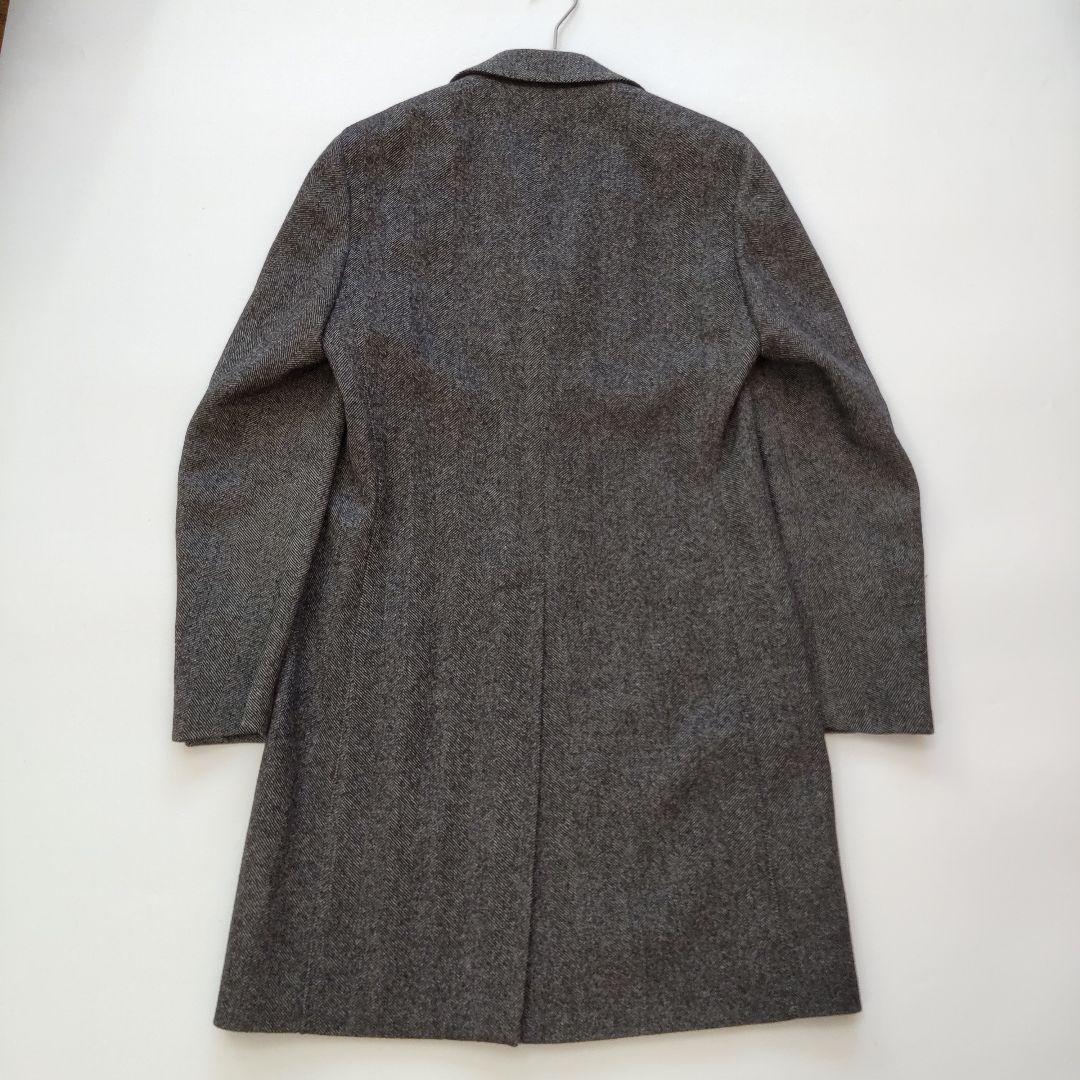 極美品 ラルディーニ ウール カシミヤ ヘリンボーン チェスターコート グレー