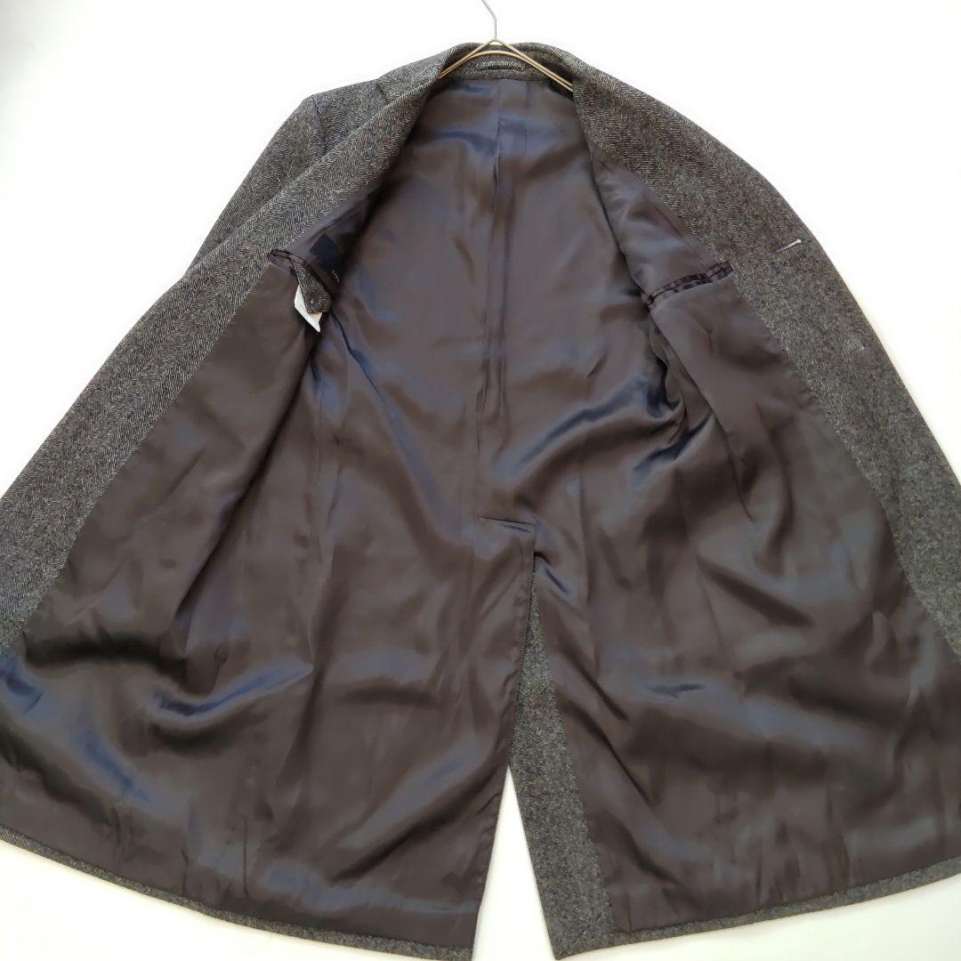 極美品 ラルディーニ ウール カシミヤ ヘリンボーン チェスターコート グレー