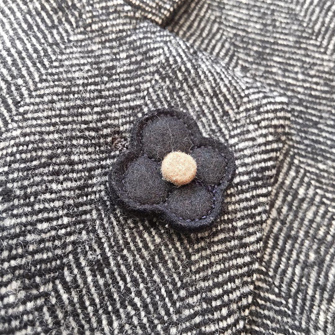 極美品 ラルディーニ ウール カシミヤ ヘリンボーン チェスターコート グレー