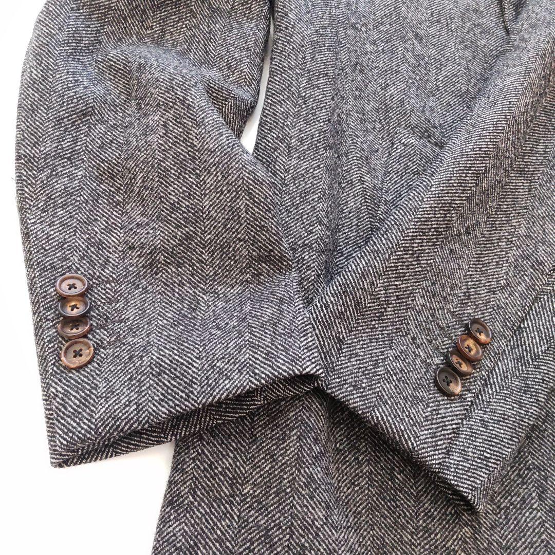 極美品 ラルディーニ ウール カシミヤ ヘリンボーン チェスターコート グレー