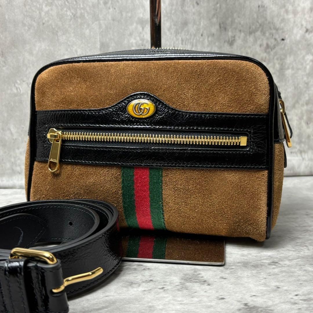 未使用級✨GUCCI ショルダーバッグ スエード GGロゴ シェリーライン 茶