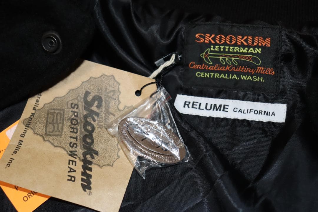 新品 SKOOKUM 別注 袖革 メルトンスタジャン (Lサイズ) Ⓗ