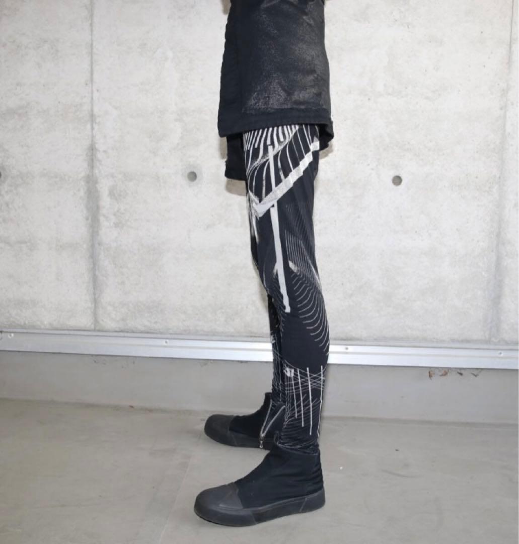 美品ユリウス 23SSコレクション プリント メッシュ レギンス パンツ0084