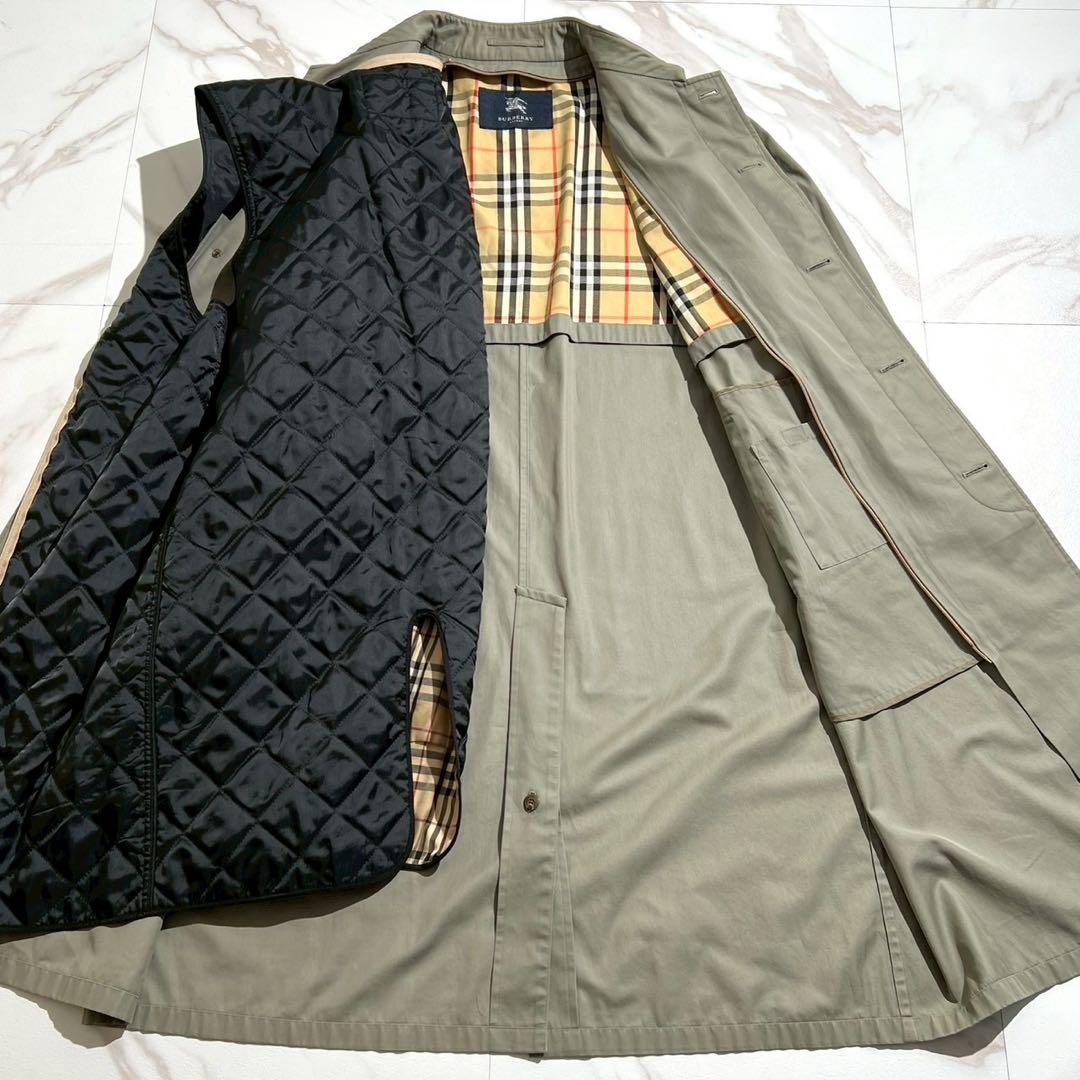 美品✨バーバリー ステンカラーコート XLサイズ ノバチェック ライナー カーキ