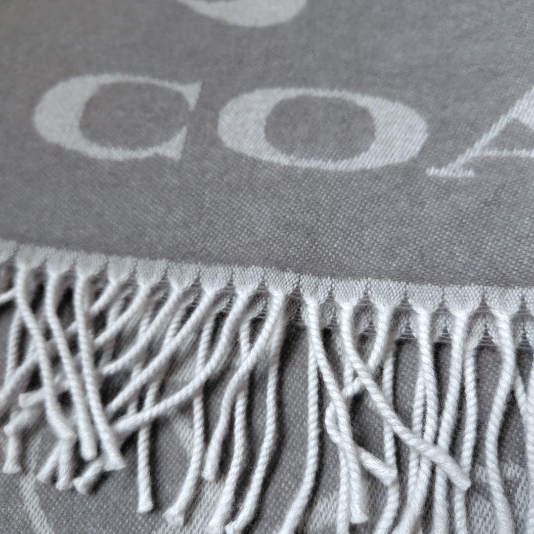 COACH 大判 マフラー ショール グレーバーチ ウール カシミヤ