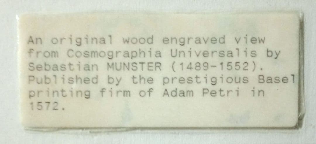 額装品 木版画 古地図の扉絵 1572年 ミュンスター 稀少 入手難作品