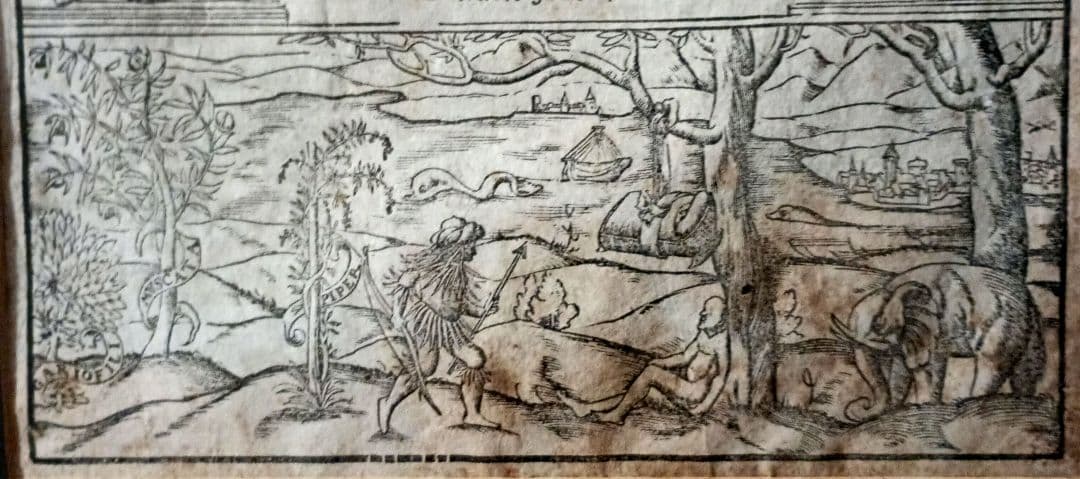 額装品 木版画 古地図の扉絵 1572年 ミュンスター 稀少 入手難作品