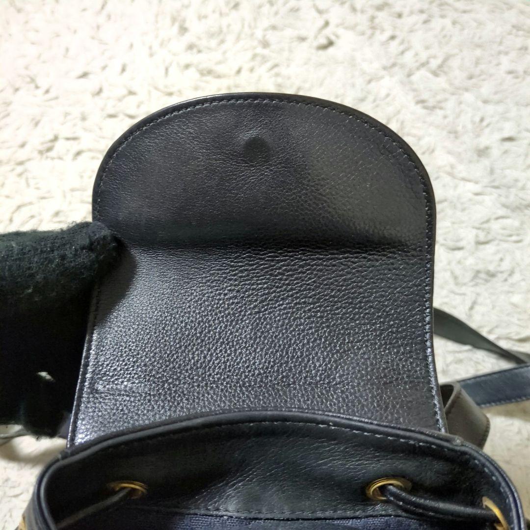 希少 GUCCI グッチ バンブー レザー リュック ブラック ゴールド