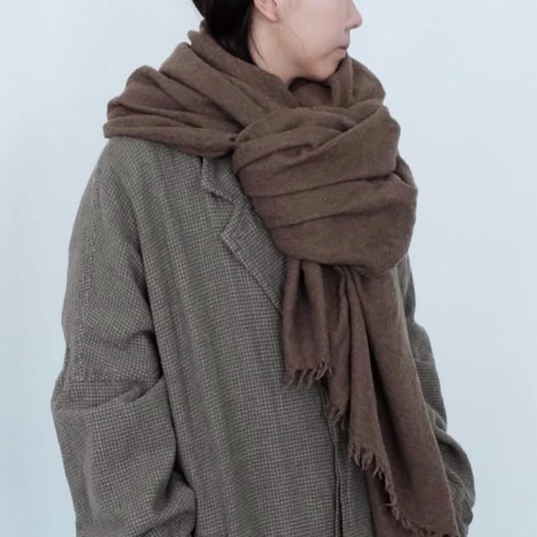 美品 locally muji stole 縮絨ウール カーキ ストール