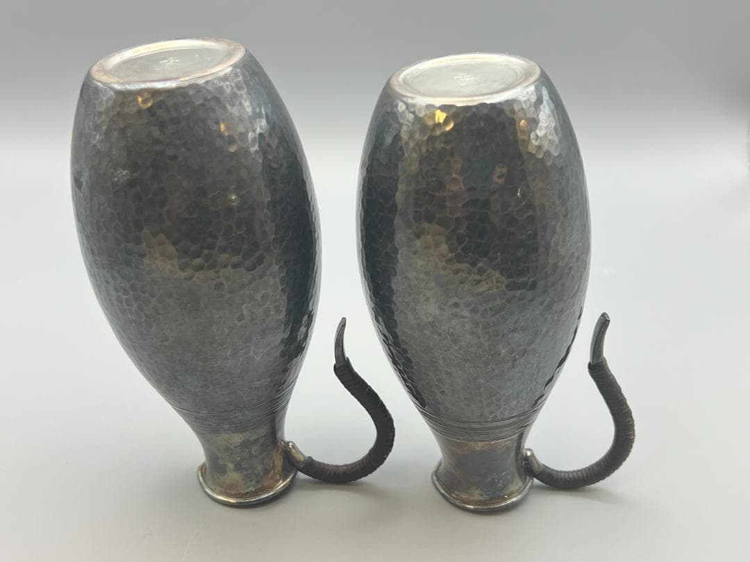 【海】山崎謹製　酒器セット　純銀製　徳利＆お猪口(ぐい呑)　総重量約284.5ｇ