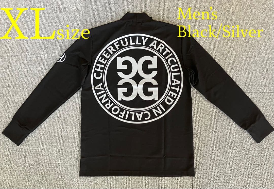 G/FORE ジーフォア XLサイズモックネックロングスリーブT-シャツ 黒色