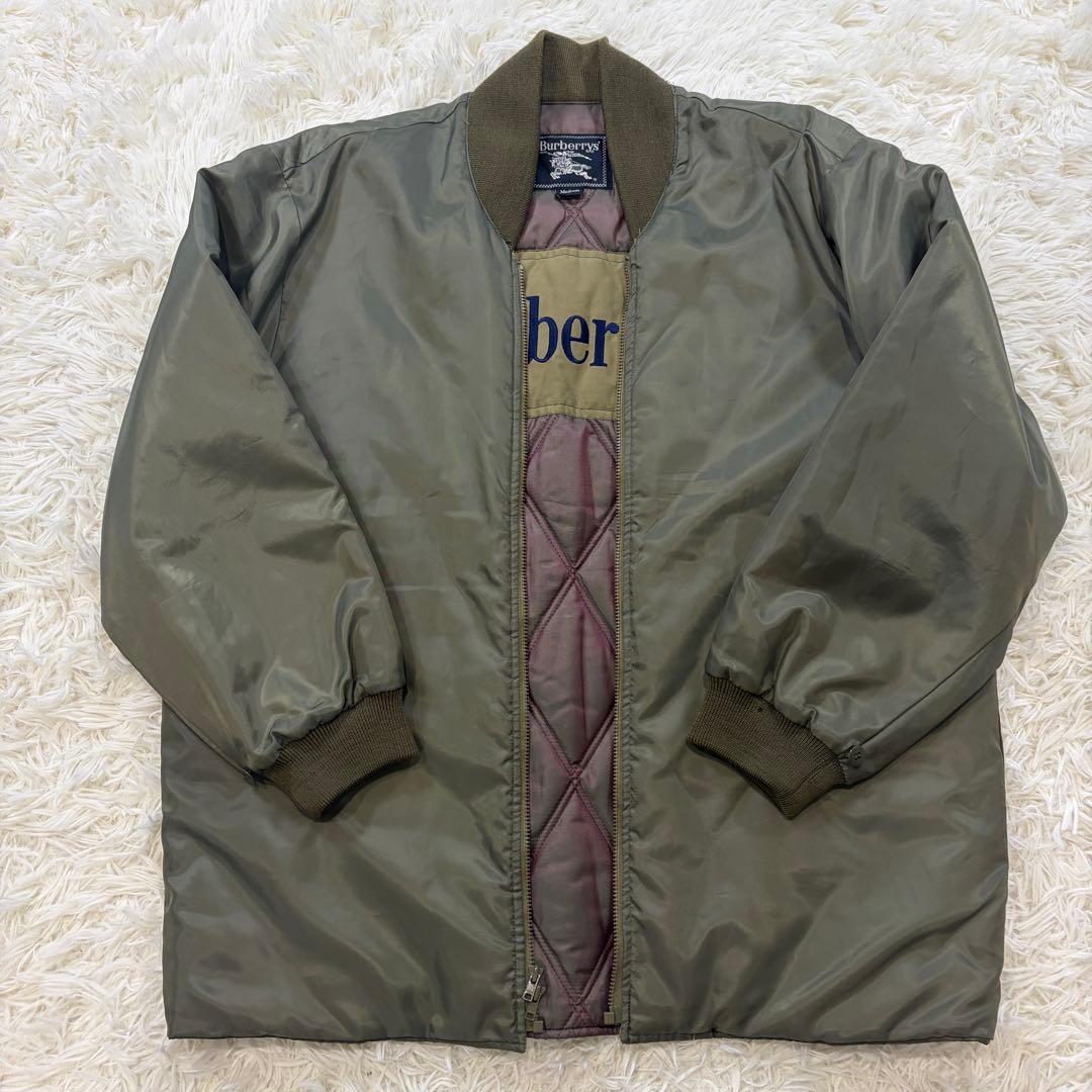 バーバリーズ MA-1型インナージャケット 中綿 裏地キルティング カーキ M