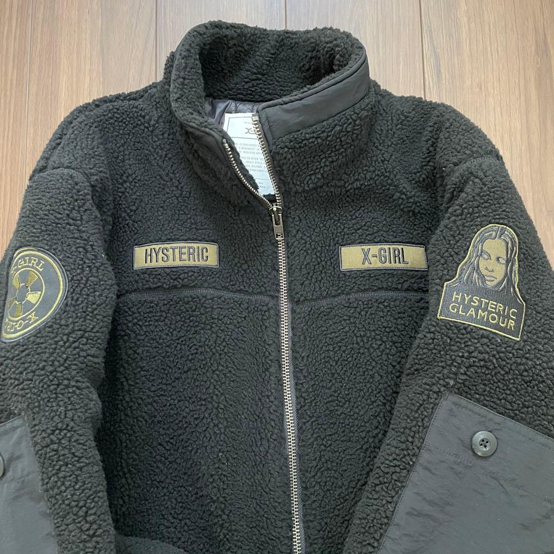 即完売！ヒステリックグラマー×X-girlミリタリーボアジャケット黒S