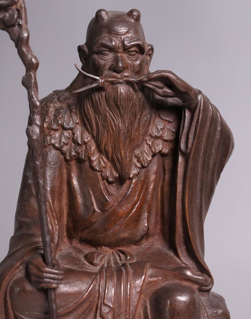 高岡銅器 堺幸山 鋳造 神農像 銅像 全高29cm 薬祖神【MA866】の通販は