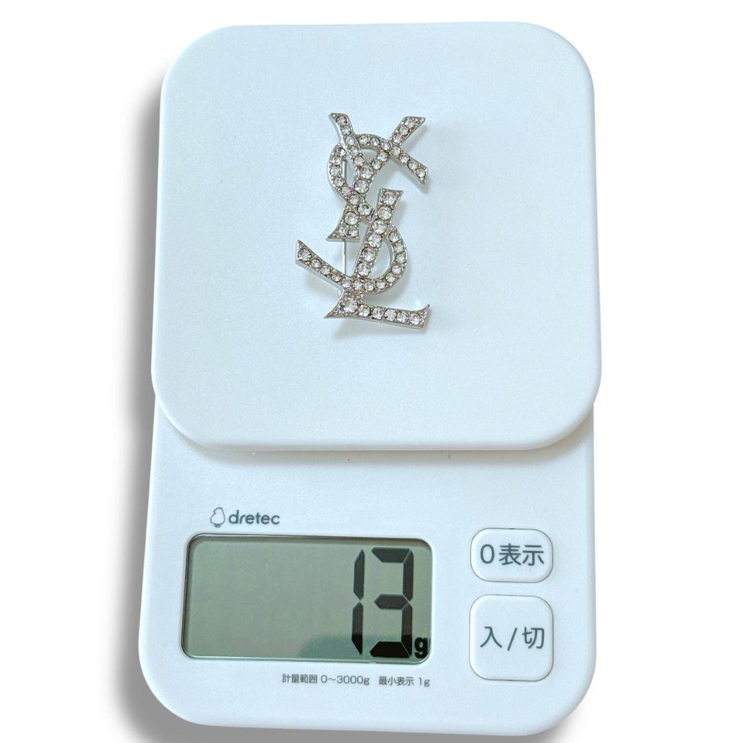 【超美品】イヴサンローラン ブローチ YSL ロゴ ラインストーン