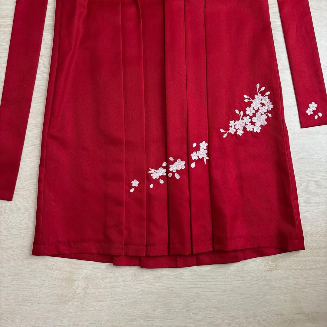 キャサリンコテージ 簡単袴セット 卒業式 160 赤 花柄