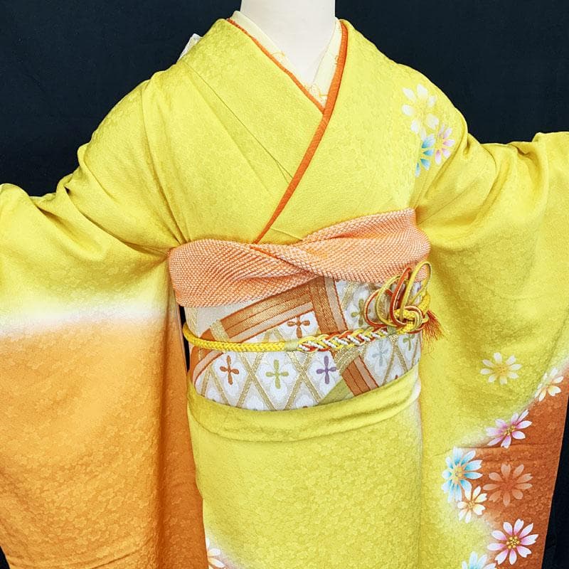 503z2☆振袖 courreges 金彩 地紋☆美品 成人式 結婚式 十三参り