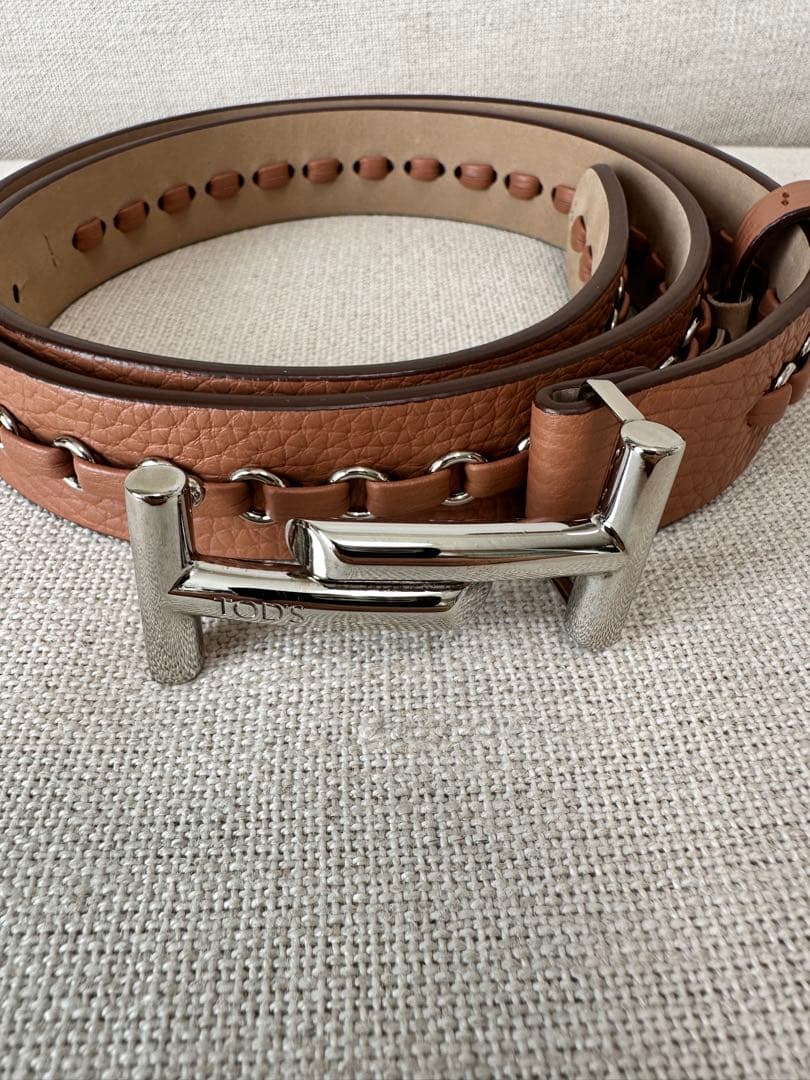 トッズ TOD’S レザー ベルト ライトブラウン レディース