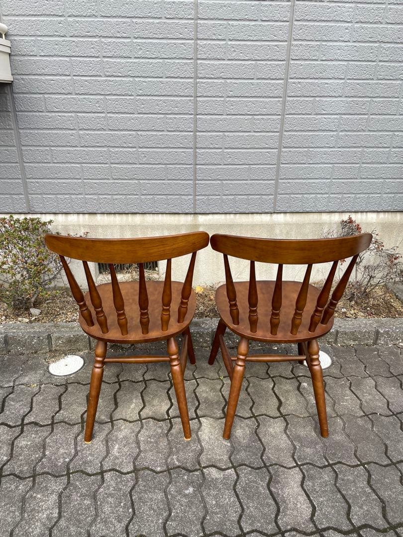 ウィンザーチェア　木製ダイニングチェア 2脚セット ブラウン