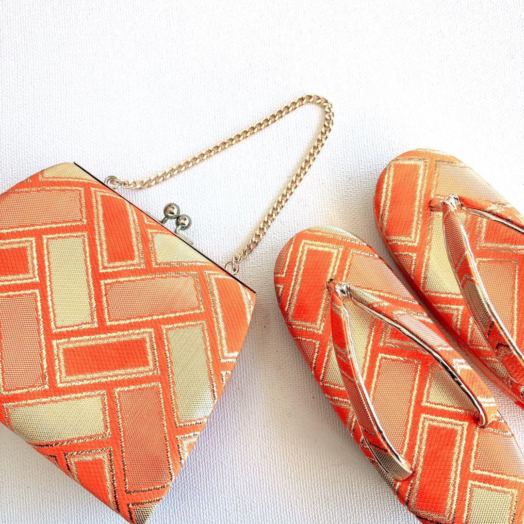 七五三　7歳女の子　フルセット　小物付　比翼仕立　オレンジ地　52517