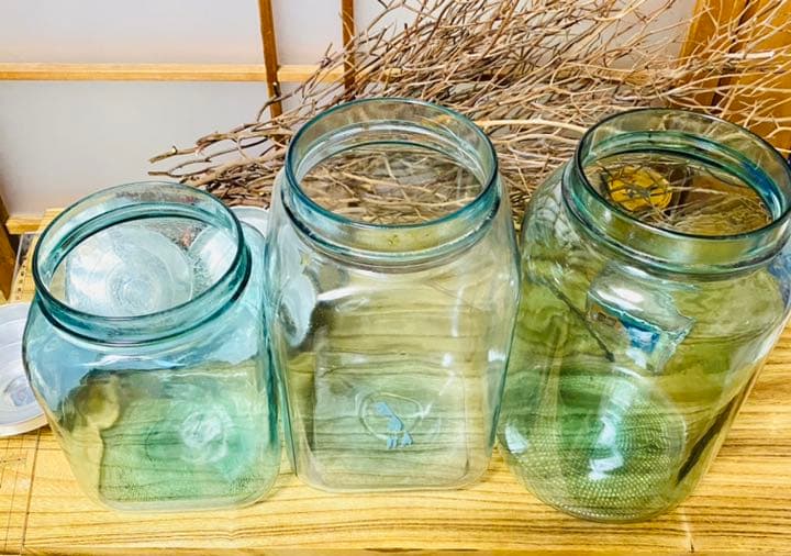 青鬼様専用 レトロ 飴屋瓶 アルミ蓋付 ガラス瓶 気泡ビン アンティーク 3個