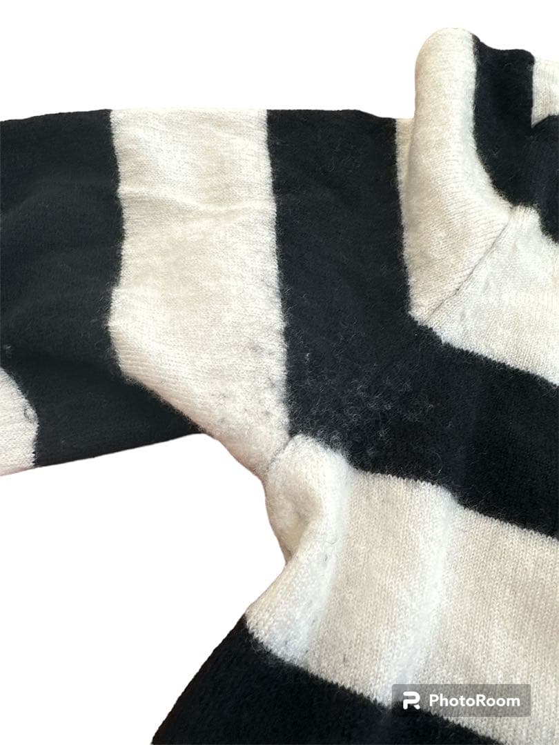 パーリーゲイツセーター ボーダー柄ワッペン 羊毛、カシミヤ ０サイズ