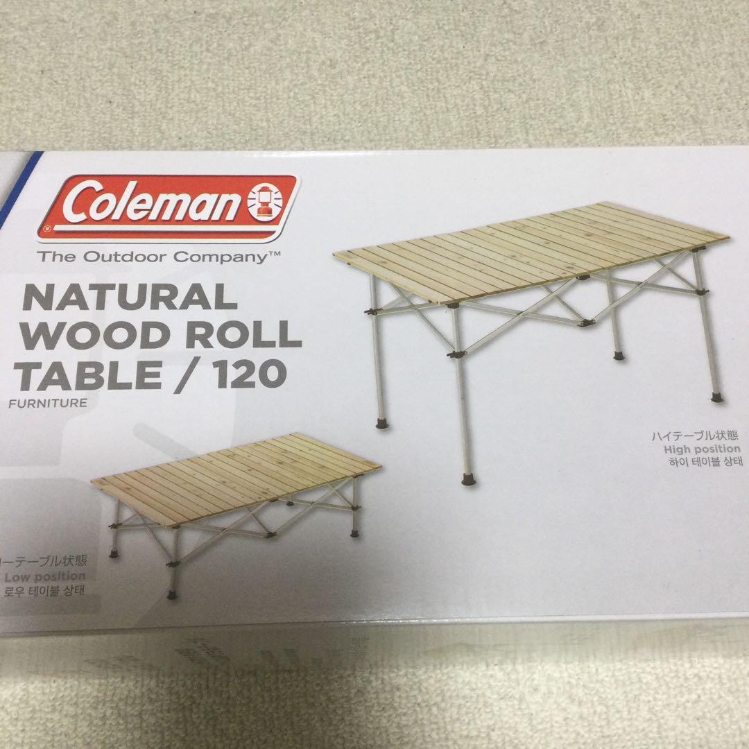 希少120cm 新品 コールマン ナチュラルウッドロールテーブル