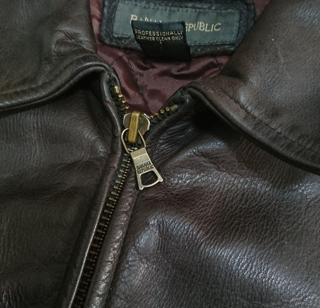 バナナリパブリック✨シングルライダースジャケット M ブラウン カウレザー 牛革