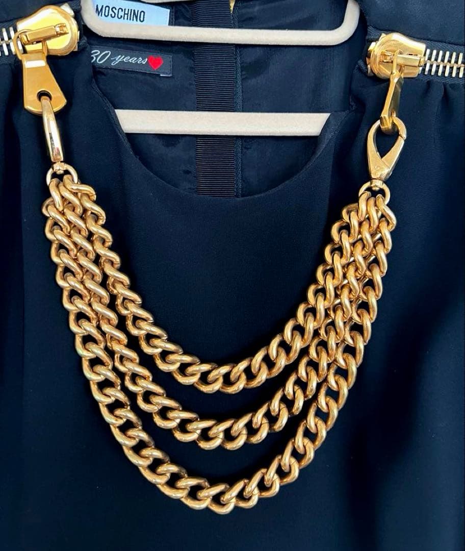 ミニワンピース 黒 チェーン装飾 MOSCHINO モスキーノ