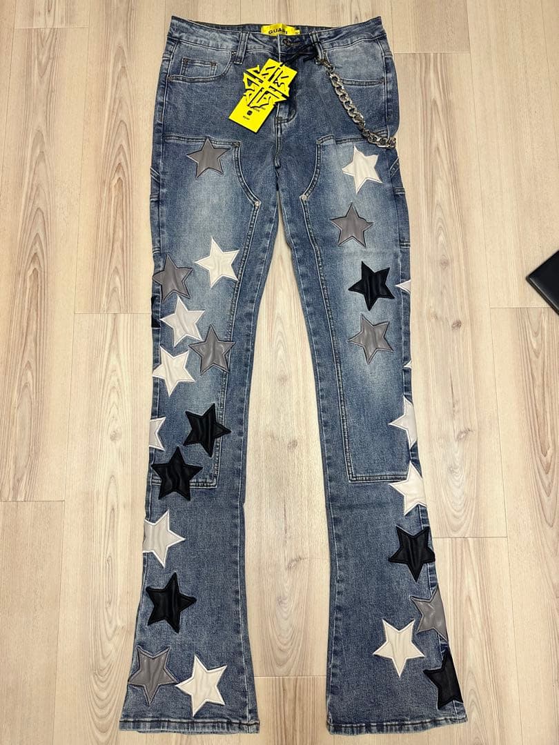 GUAPI パウダーブルーヴィンテージスターデニム 32 GUAPI 星柄