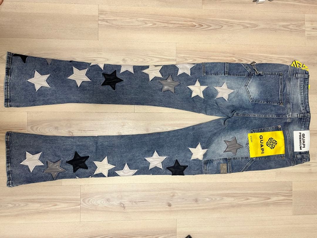 GUAPI パウダーブルーヴィンテージスターデニム 32 GUAPI 星柄