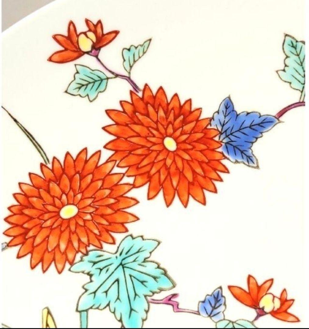 有田焼　義里作　花鳥紋　大皿　飾皿　25.2cm　絵皿　置物　美品　インテリア