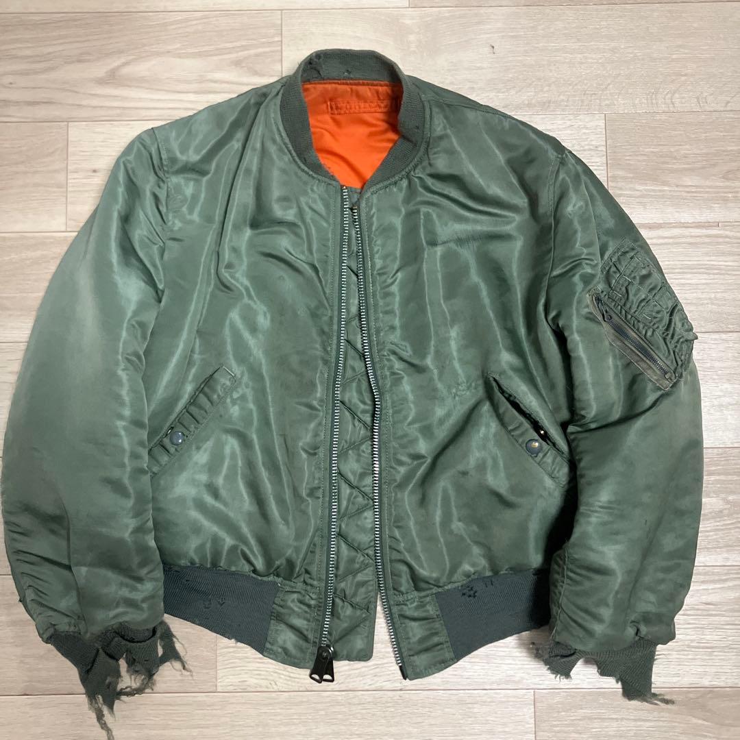 70s- MA-1 アメリカ軍 フライトジャケット 米軍 実品 ボロ 襤褸
