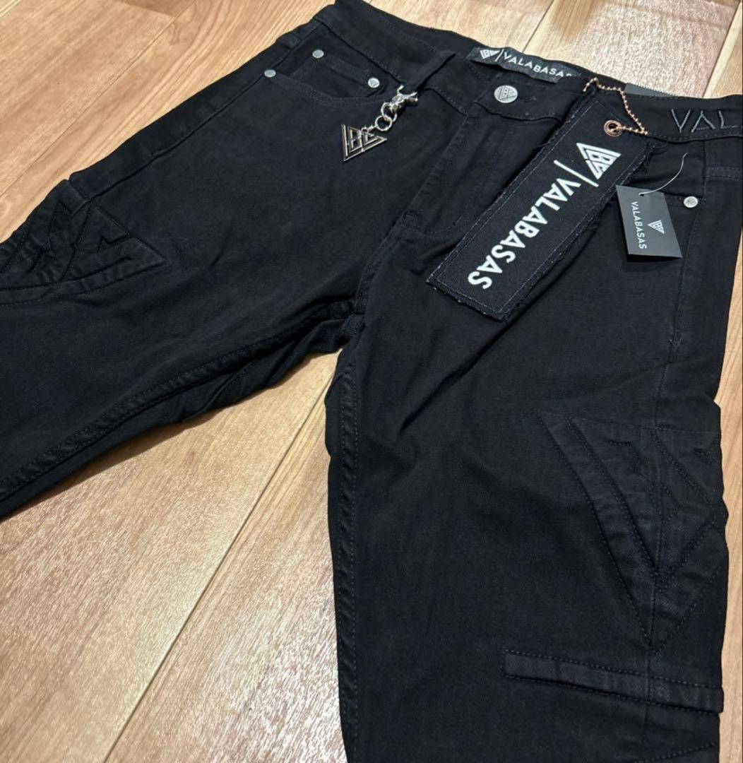 【新品未使用】valabasas サイドロゴブラックデニム 30 バラバサス