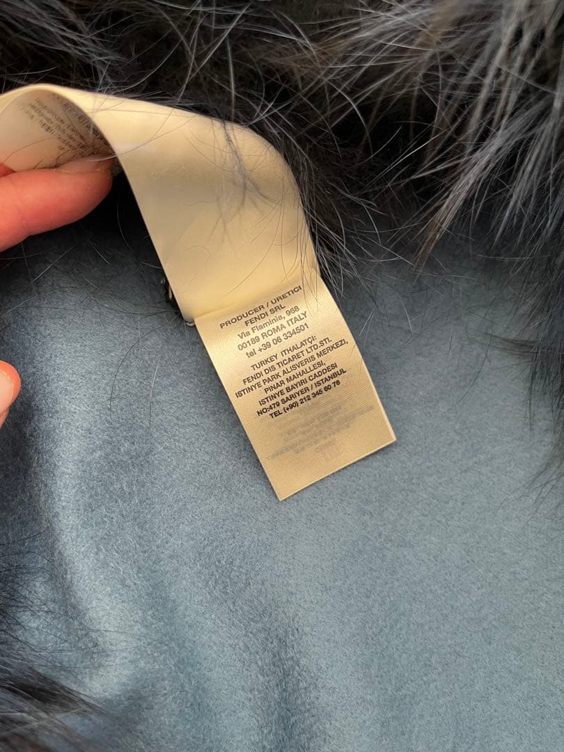 【極美品】FENDI フェンディ フォックスファー/レザーフリンジ ポンチョ