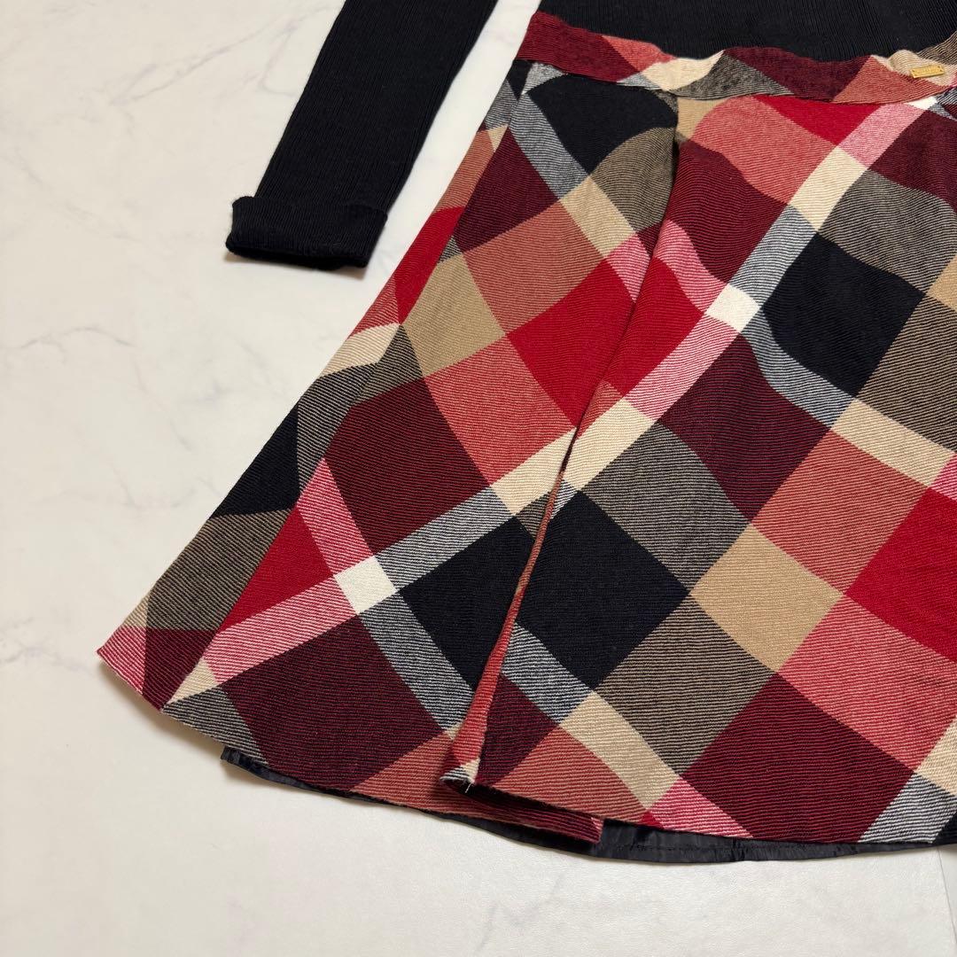 美品 BLUE LABEL CRESTBRIDGE チェック切替ワンピース 38