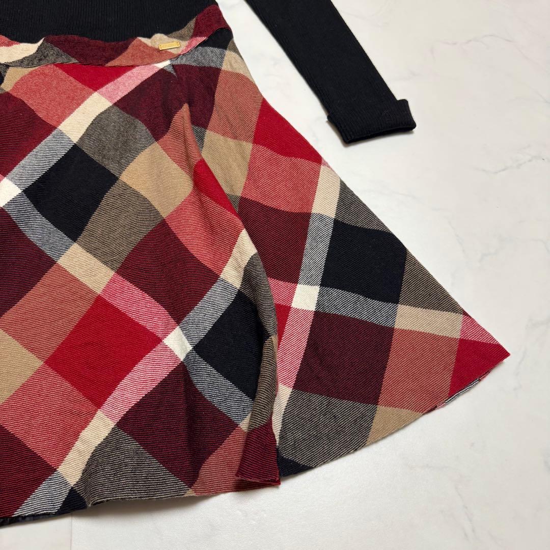 美品 BLUE LABEL CRESTBRIDGE チェック切替ワンピース 38