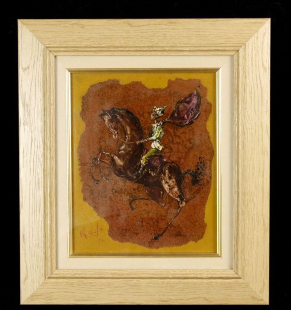 角浩「少年騎手」真作 油彩3号 油絵