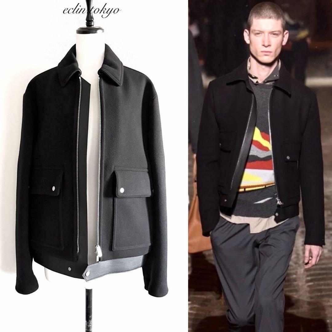 HERMES 《レザートリミング》ライダース ジャケット コート E4572