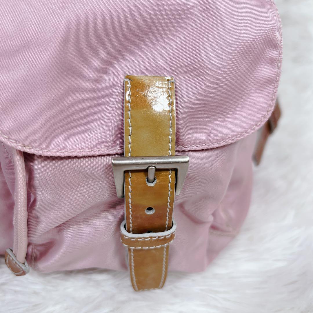 希少色✨プラダ PRADA ナイロン リュック バッグパック ピンク 三角ロゴ