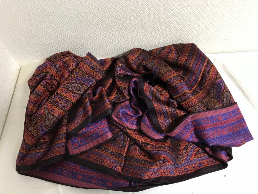 本物イヴサンローランYSLシルク大判ストールマフラーショールメンズレディース赤