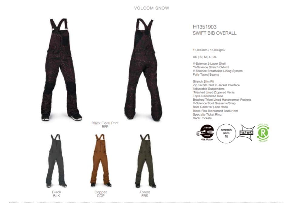 ボルコム（VOLCOM）レディースビブパンツ　Mサイズ