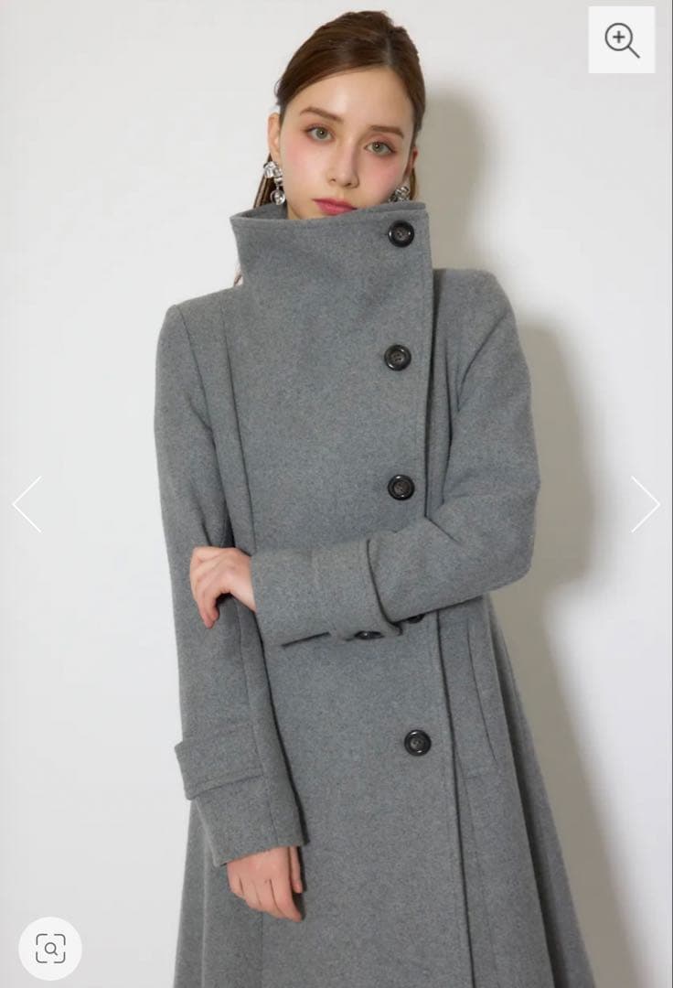 rienda 25オーバーネックシンデレララインコート グレー