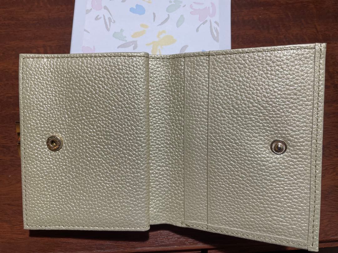 皇居 本革 菊の紋入り ゴールド 二つ折り財布 がま口 東御苑 限定 希少