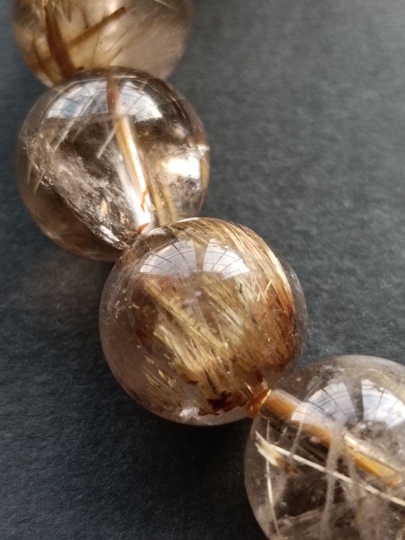 ゴールドルチル クォーツ 12mm玉 17cm ブレスレット　②